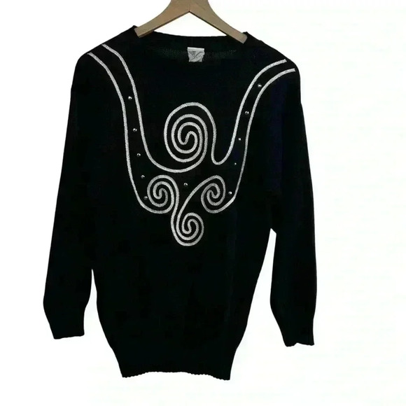 M.E.2 Black Embellished Sweater | Size Small/Medium - Picture 1 of 11